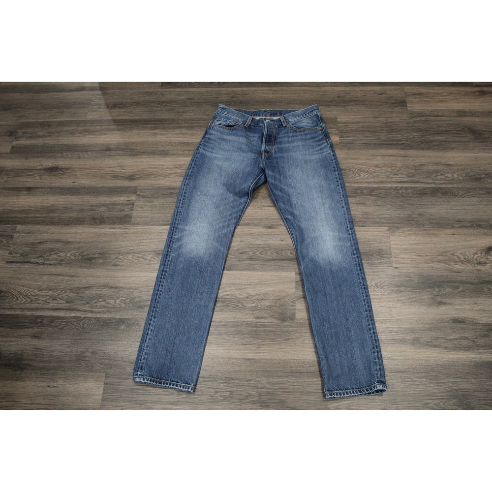 Levi's 501 Jeans Mens Blue Denim Straight Leg Regular Fit‎  28/32 Blank Red Tab